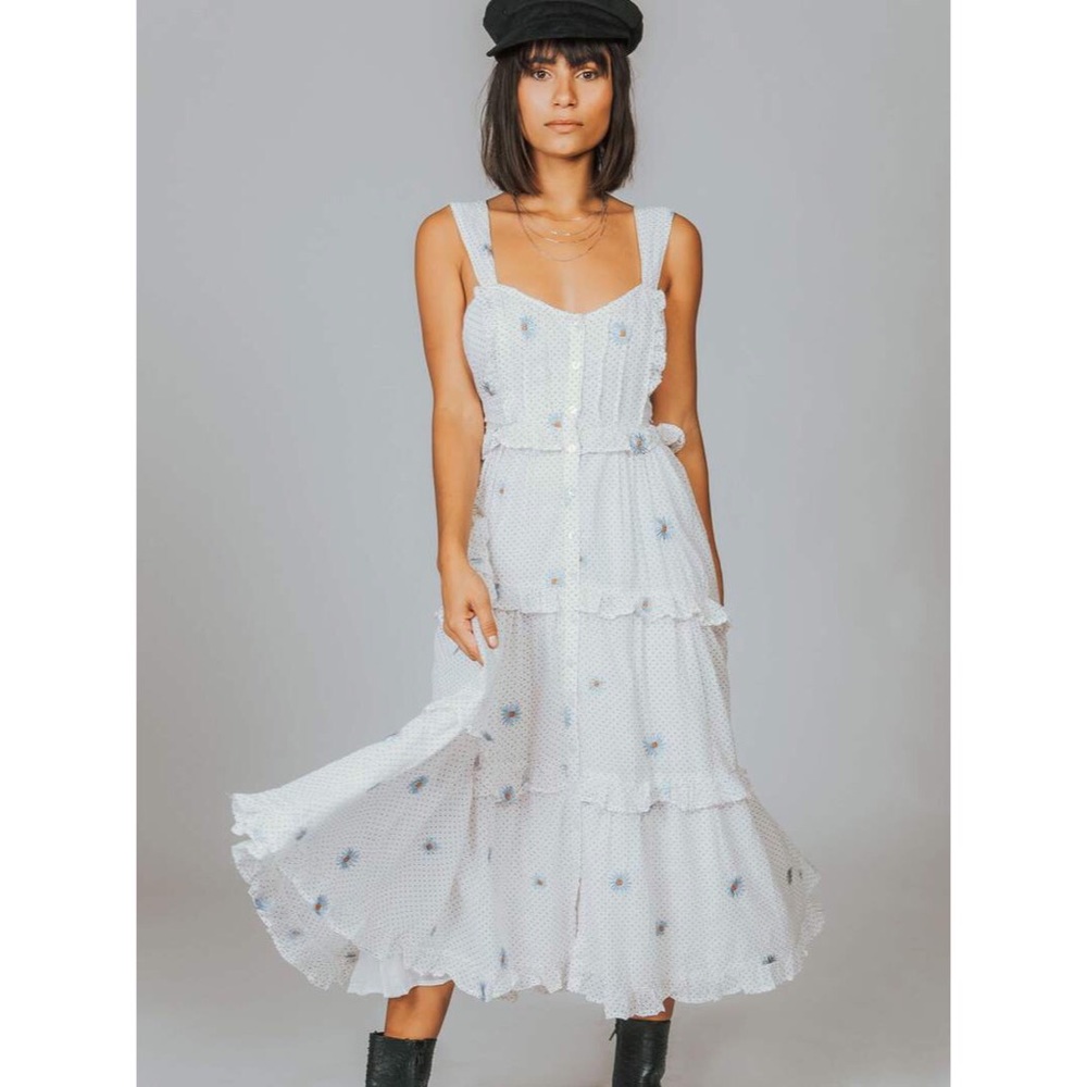 Free People Daisy Embroidered Maxi Dress